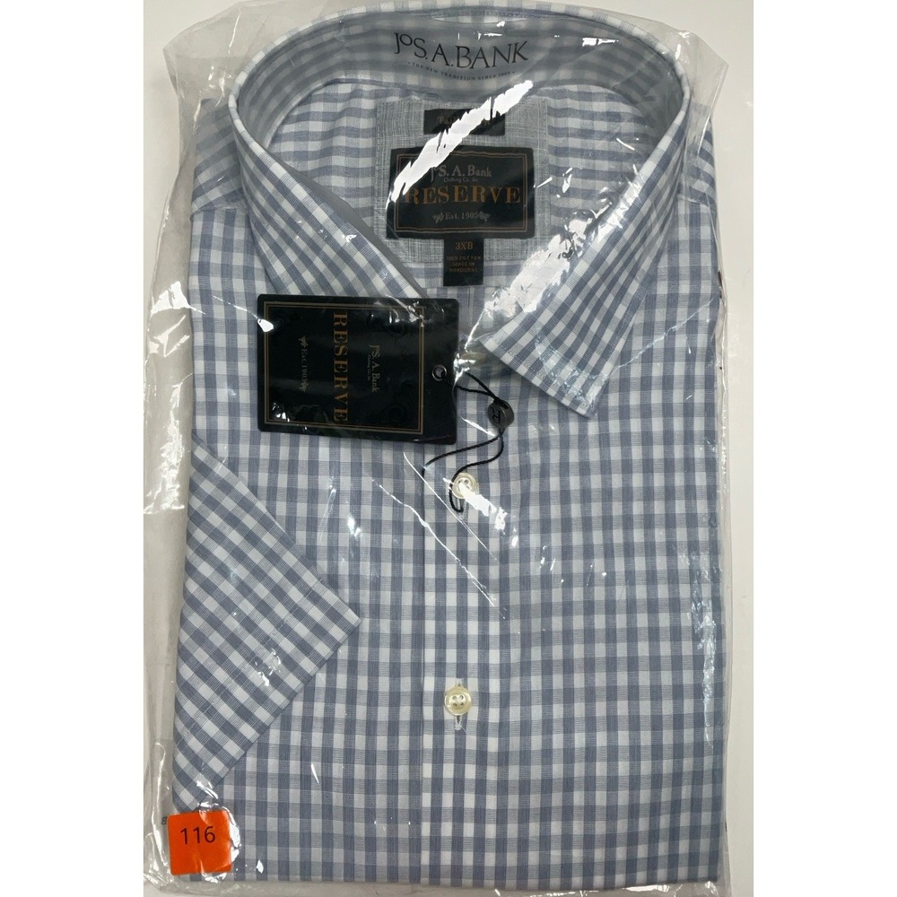 Jos. A. Bank Light Blue and White Gingham Dress Shirt